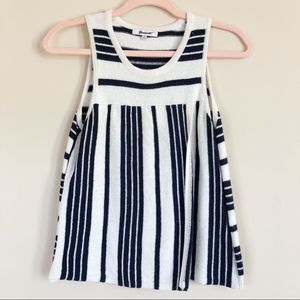 Madewell Stripe Play Sweater Tank Navy Cream Overlap Swing Shape